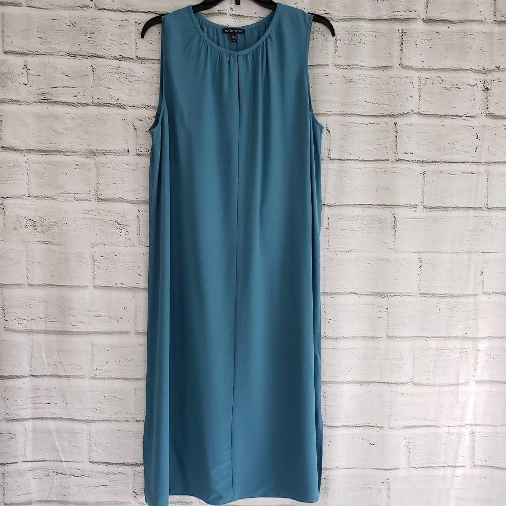 Eileen Fisher tencel round neck crepe dress